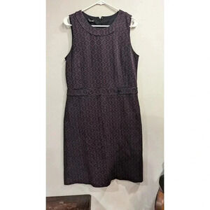 Womens sleeveless grey & maroon mod pattern shift dress by Talbots size 12